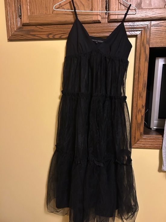 English Factory Dresses & Skirts - English Factory Black Tiered Midi Slip Dress